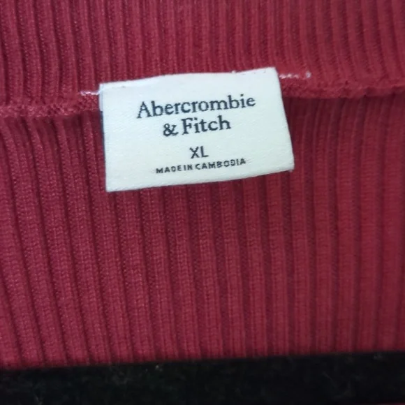 Abercrombie and Fitch XL burgundy scooped neck corset style slim ribbed sweater - Picture 2 of 6